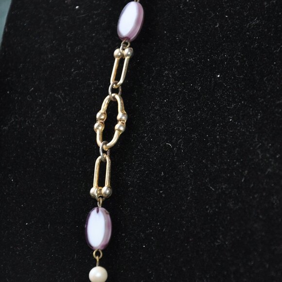 RARE Vintage DE WAN ITALY Necklace Gold Tone Signed Single Stand 37" - Picture 7 of 15